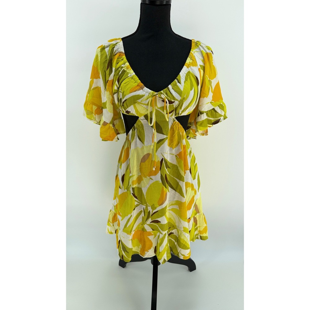 Sky to Moon Floral Cutout Mini Sundress Small Summer Tropical Bech Festival